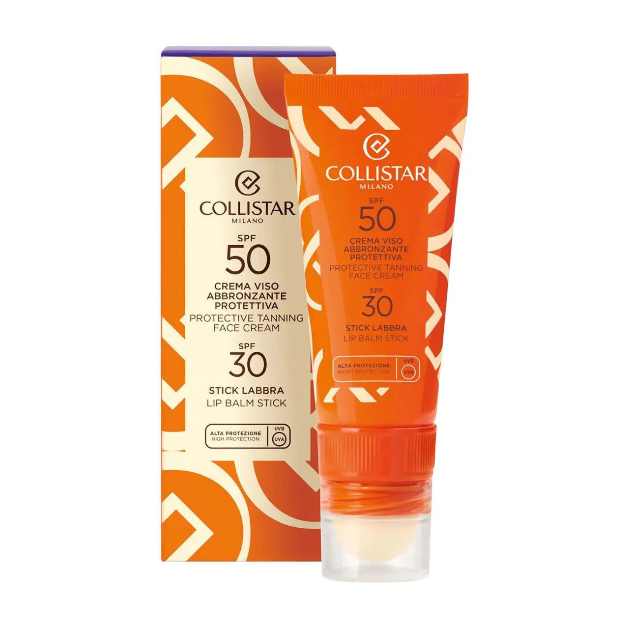 Collistar Crema Viso Abbronzante Prottetiva Spf 50 + Stick Labbra Spf 30