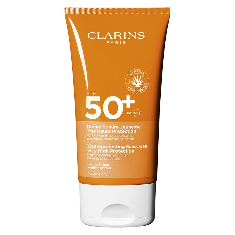 Clarins Crème Solaire Spf 50+ Crema Corpo Solare Alta Protezione, 150 ml